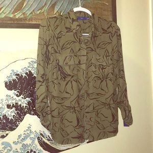 Apt 9 Olive Green & Black floral blouse